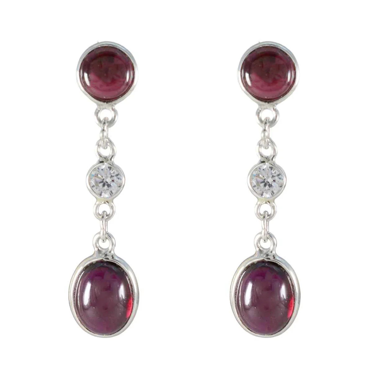 Garnet Turkish Sara multiple Stud Red 925 Silver Earring