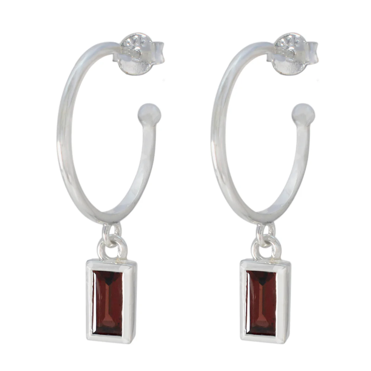 Garnet Turkish Skylar Solitaire Dangle Red 92.5 Silver Earring