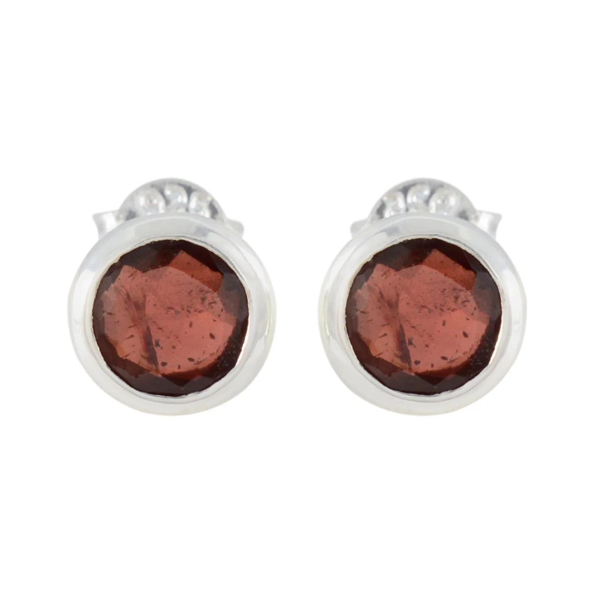 Garnet Turkish Xiu Solitaire Stud Red 925 Silver Earring