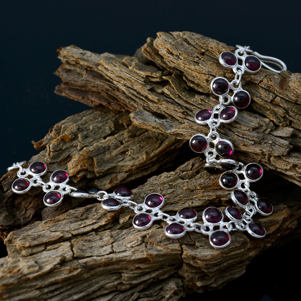 Garnet Women's Day Featherlight Red 925 Silver Links Bracelet - Image 3