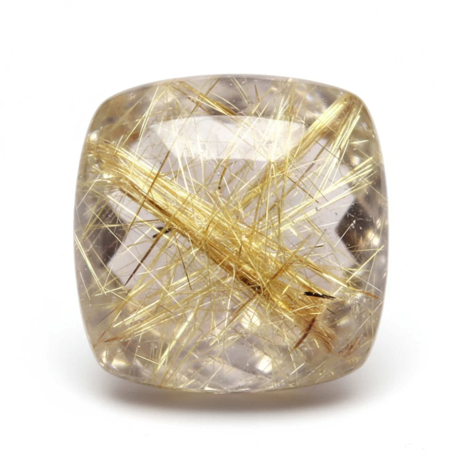 Golden Rutile 1PC Large 11x11 MM Cushion Cabochon Yellow Fine semi Precious Gems