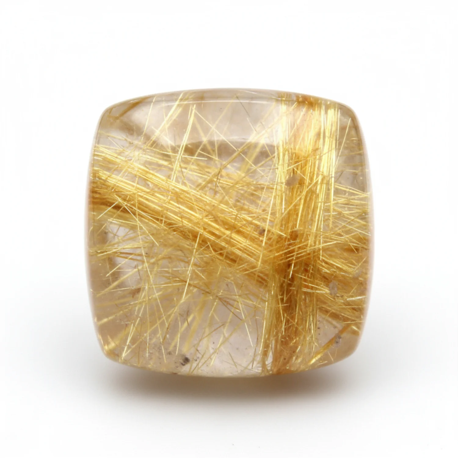 Golden Rutile 1PC Large 11x11 MM Cushion Cabochon Yellow Fine semi Precious Gems - Image 2