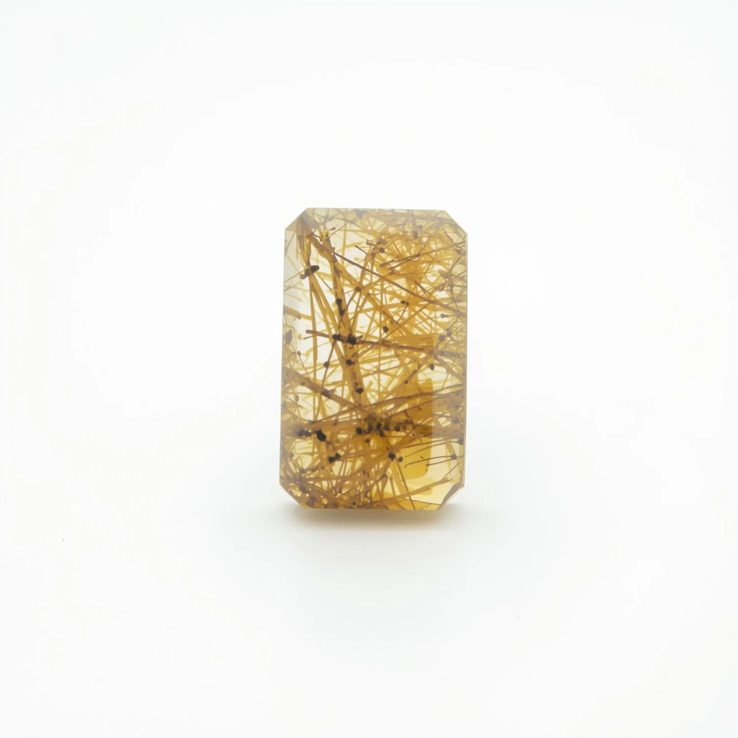 Golden Rutile 1PC Medium 7x10 MM Emerald Cabochon Yellow Natural semi Precious Gems
