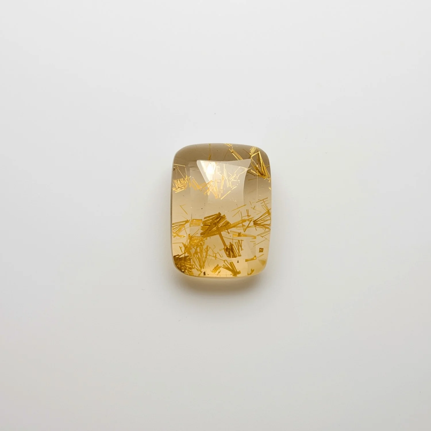 Golden Rutile 1PC Small 6x8 MM Emerald Cabochon Yellow Shine semi Precious Loose Gemstones
