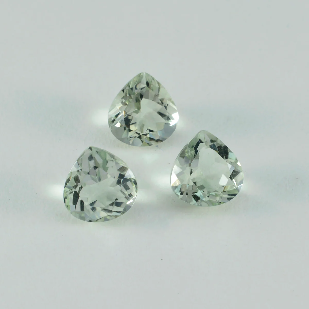 Green Amethyst 10PC Tiny 3x3 MM Heart Faceted Green Fiery Semi Precious Gems