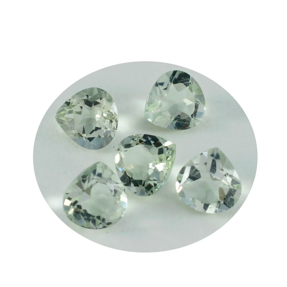 Green Amethyst 10PC Tiny 4x4 MM Heart Faceted Green Brilliant Semi Precious Loose Gems - Image 2