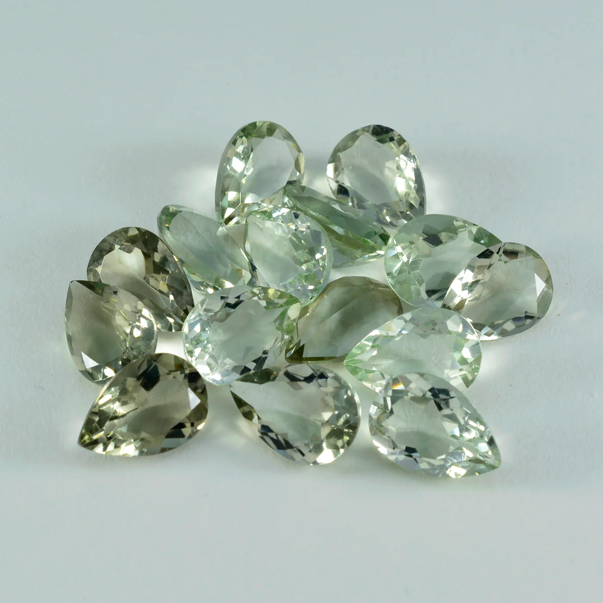 Green Amethyst 1PC Large 8x12 MM Pear Faceted Green Luster Semi Precious Loose Gems