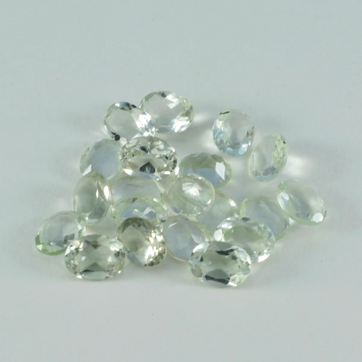 Green Amethyst 1PC Small 7x9 MM Oval Faceted Green Luster Semi Precious Loose Gemstones