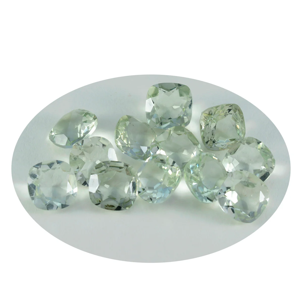Green Amethyst 1PC Small 8x8 MM Cushion Faceted Green Luster Semi Precious Loose Gems - Image 2