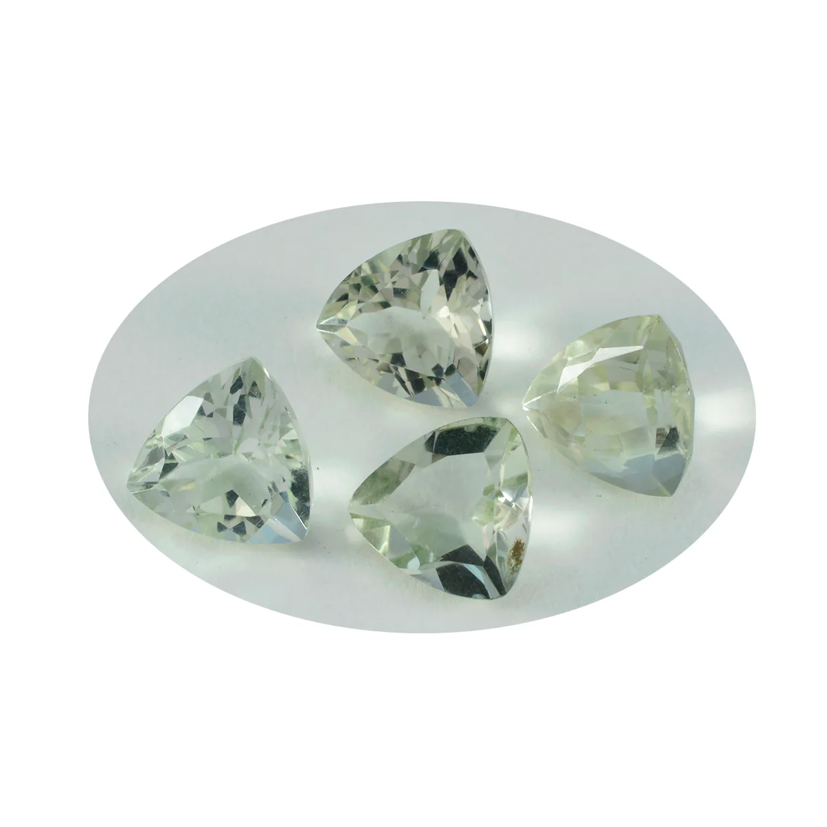 Green Amethyst 1PC Small 8x8 MM Triangle Faceted Green Luster Semi Precious Loose Gems - Image 2