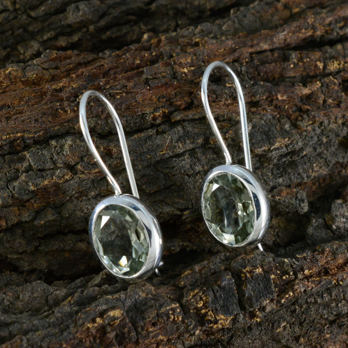 Green Amethyst Australian Elena Solitaire Dangle Green Sterling Silver Earring - Image 3