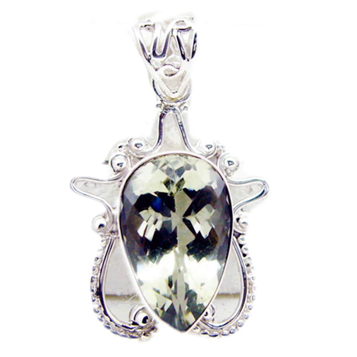 Green Amethyst Chunky Egyptian 92.5 Silver Solitaire Scarlett Rope-Wire Green Pendant Jewellery - Image 2