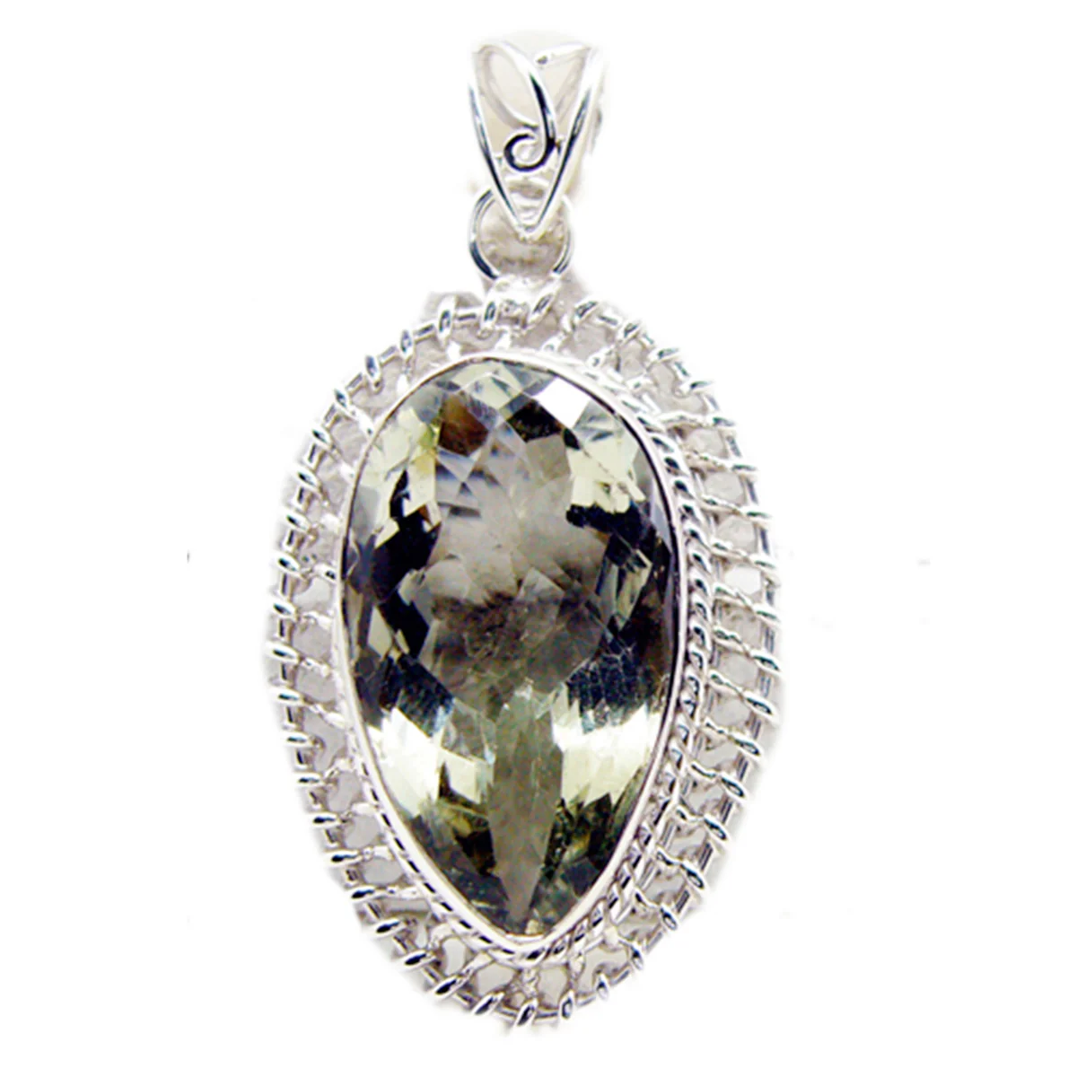 Green Amethyst Chunky Turkish Silver Solitaire Skylar Rope-Wire Green Pendant Jewelry - Image 2