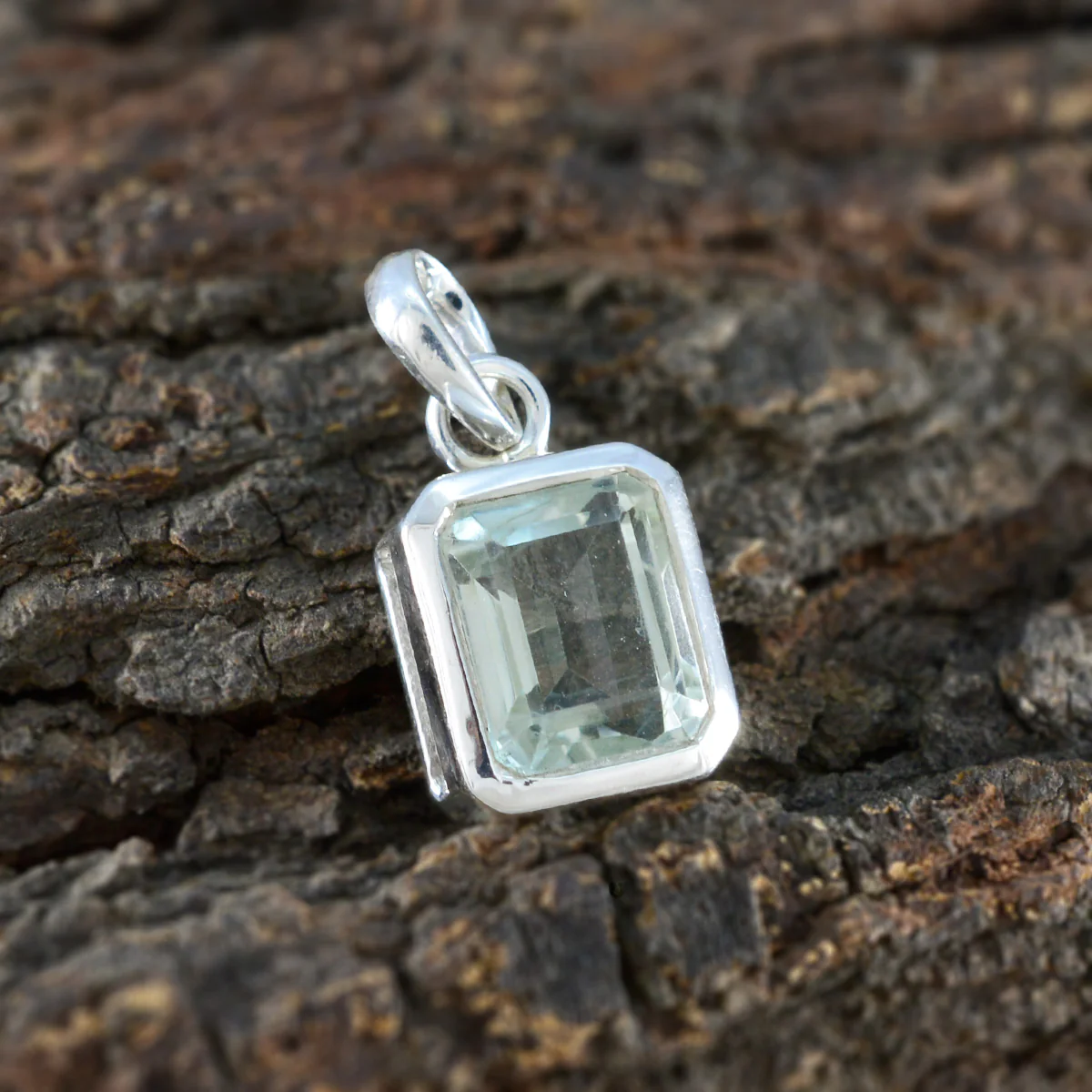 Green Amethyst Dainty German Sterling Silver Solitaire Laura Trendy Green Pendant Jewellery - Image 3