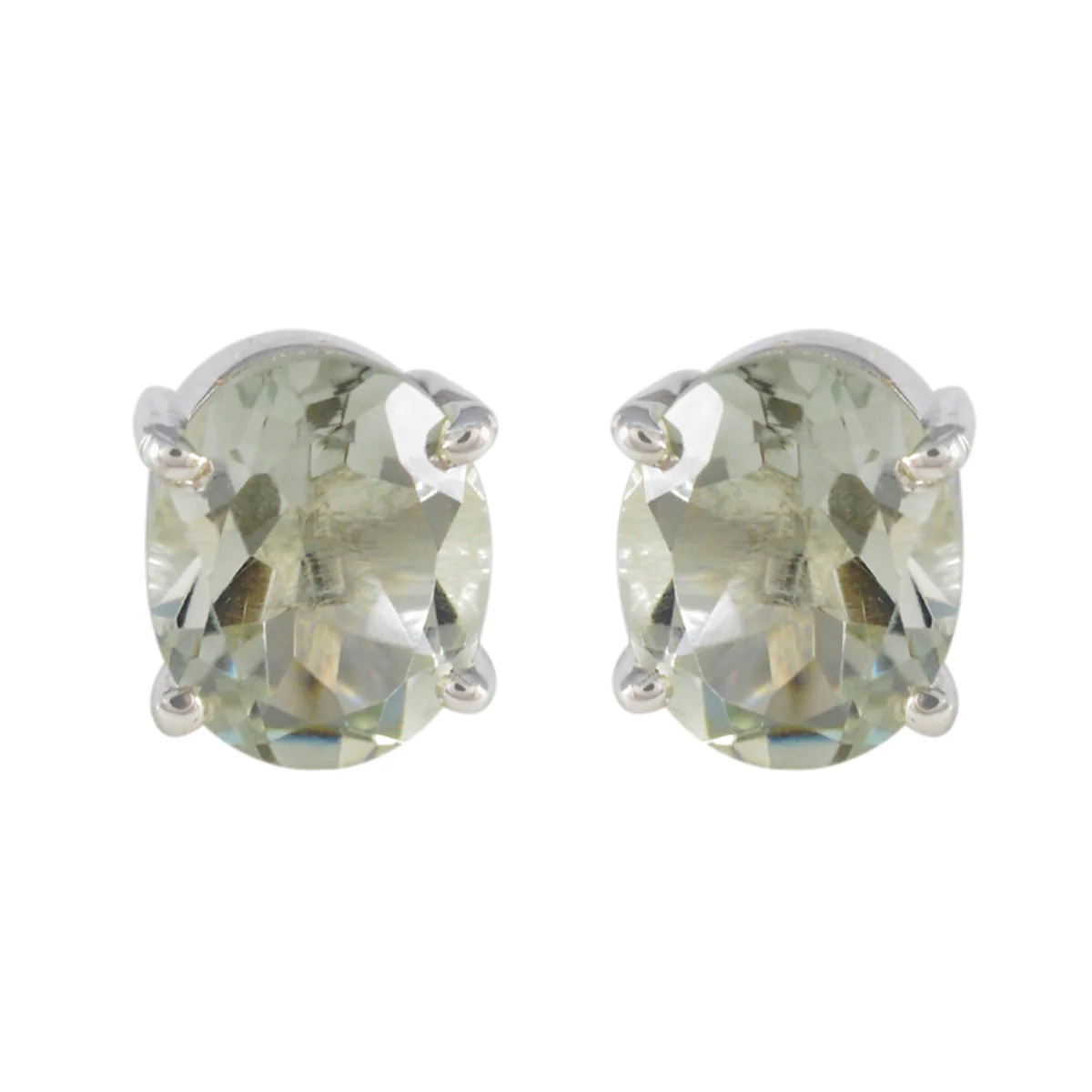 Green Amethyst Egyptian Julia Solitaire Stud Green Sterling Silver Earring
