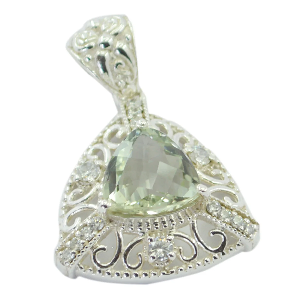 Green Amethyst Eye-catching Middle Eastern Sterling Silver multiple Camila Rope-Wire Green Pendant Jewellery - Image 2