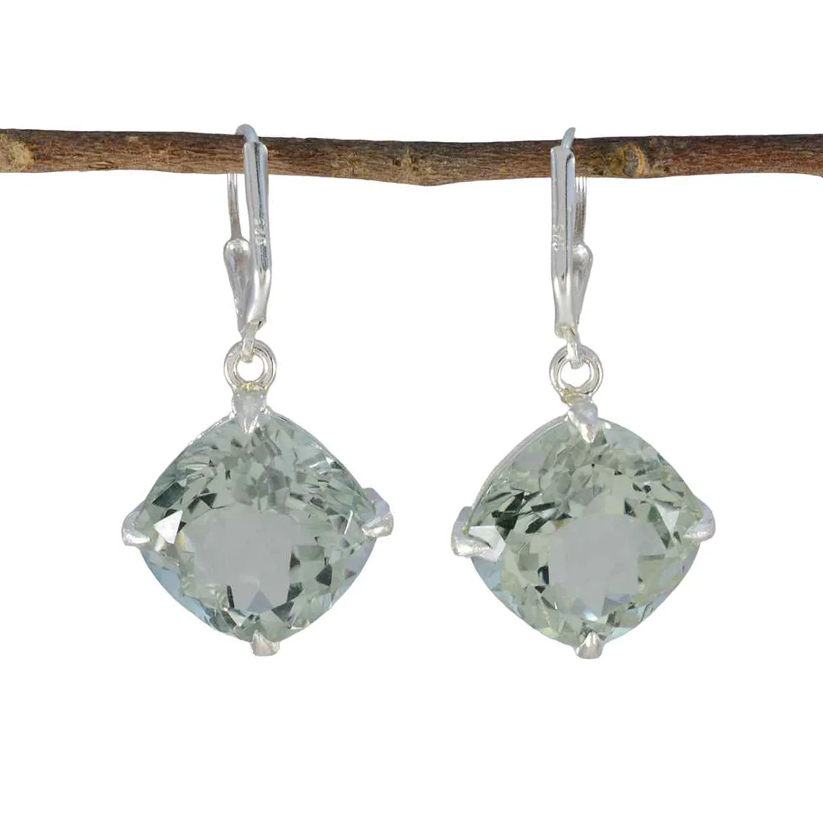 Green Amethyst German Isabella Solitaire Dangle Green 92.5 Silver Earring - Image 2