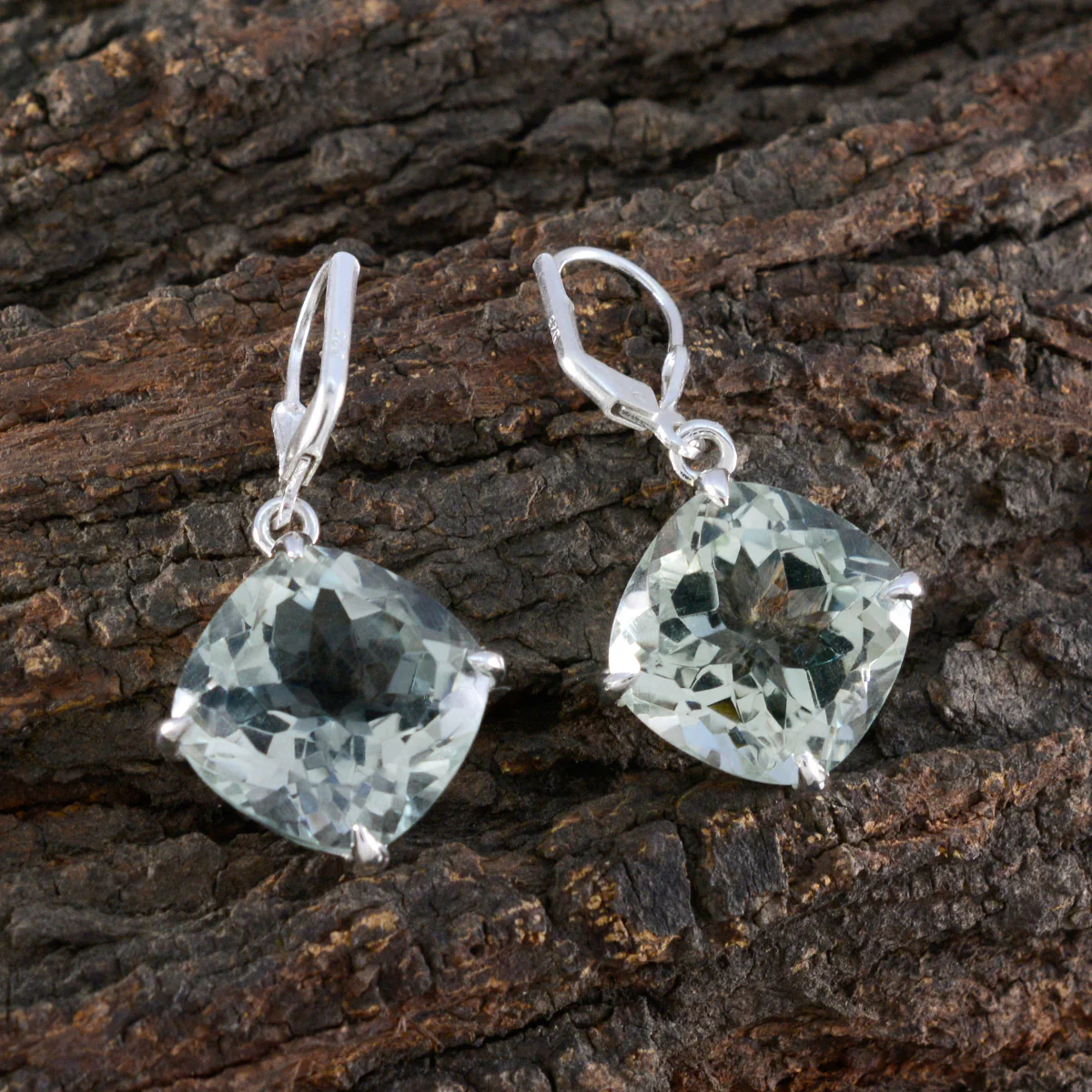 Green Amethyst German Isabella Solitaire Dangle Green 92.5 Silver Earring - Image 3