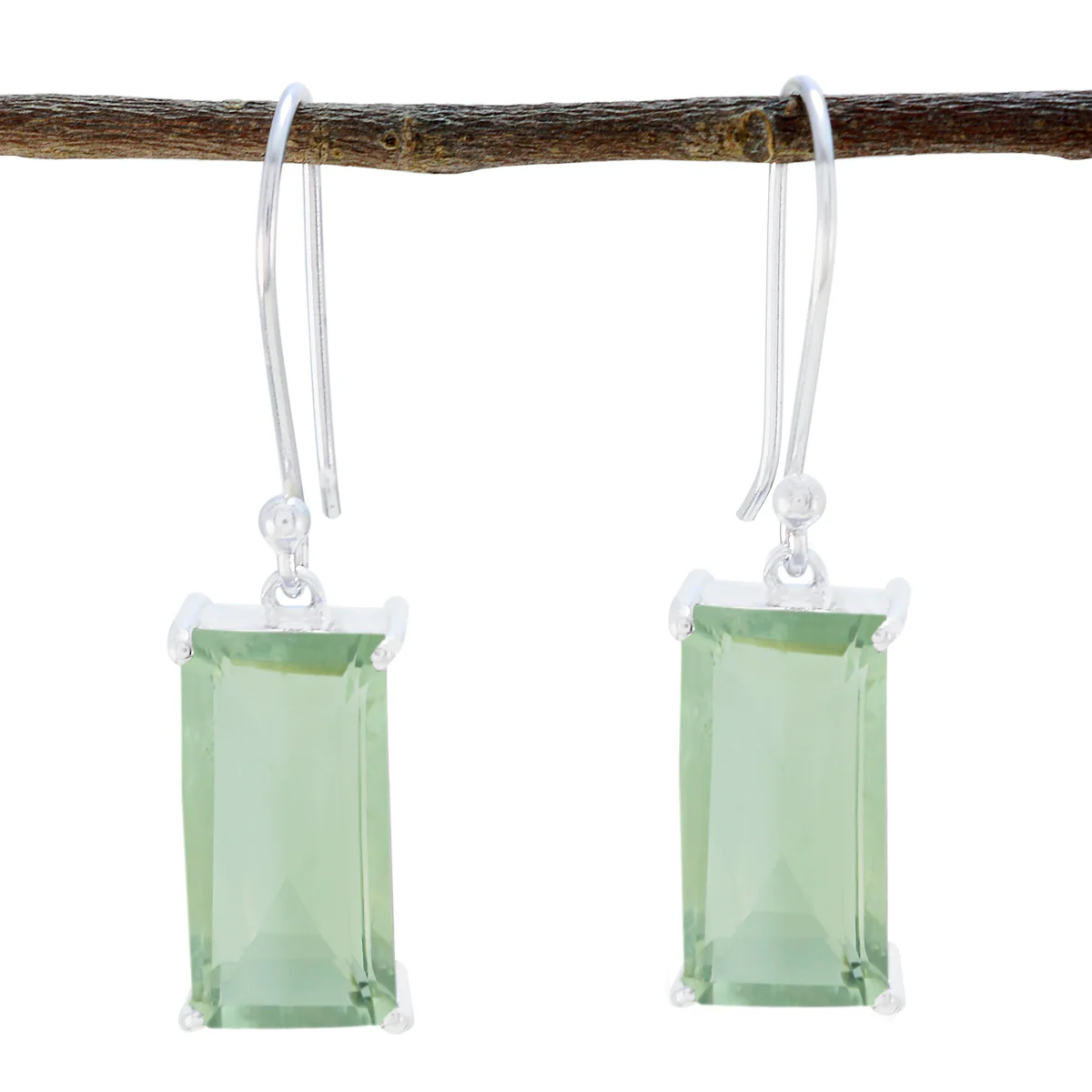 Green Amethyst German Nari Solitaire Dangle Green 92.5 Silver Earring