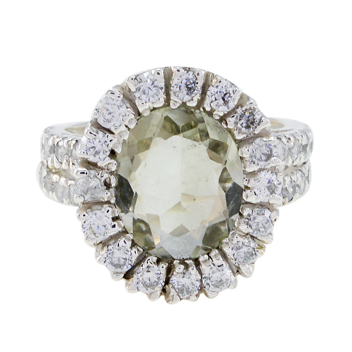 Green Amethyst Halo Moroccan 925 Silver Green Gems Eye-catching Abstract Ring Jewelry - Image 2