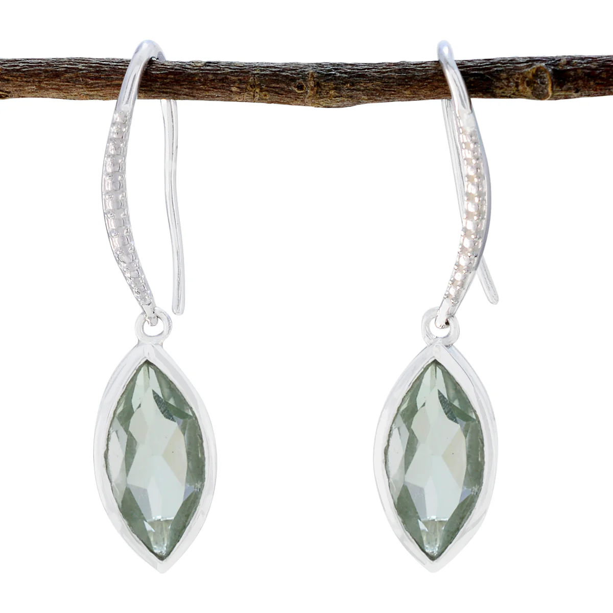 Green Amethyst Mexican Dayana Solitaire Dangle Green 92.5 Silver Earring