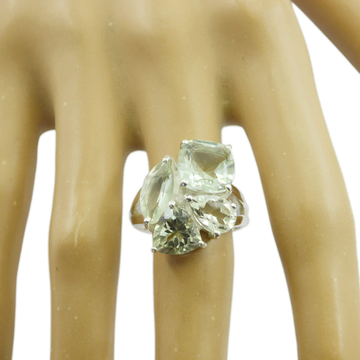 Green Amethyst quarter Egyptian Sterling Silver Green Gems Versatile Signet Ring Jewellery - Image 3