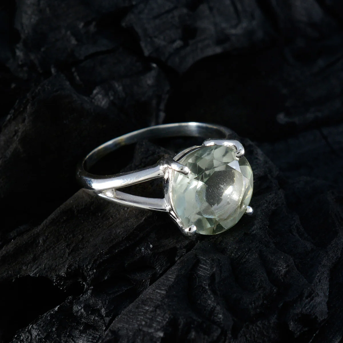 Green Amethyst Solitaire African Sterling Silver Green Gemstones Featherlight Luxurious Ring Jewelry - Image 4