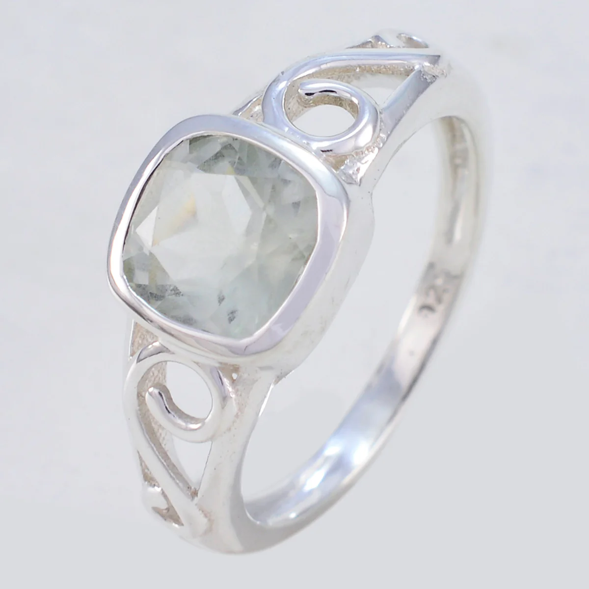 Green Amethyst Solitaire American 92.5 Silver Green Gems Whisper-thin Fairytale Ring Jewelry - Image 2