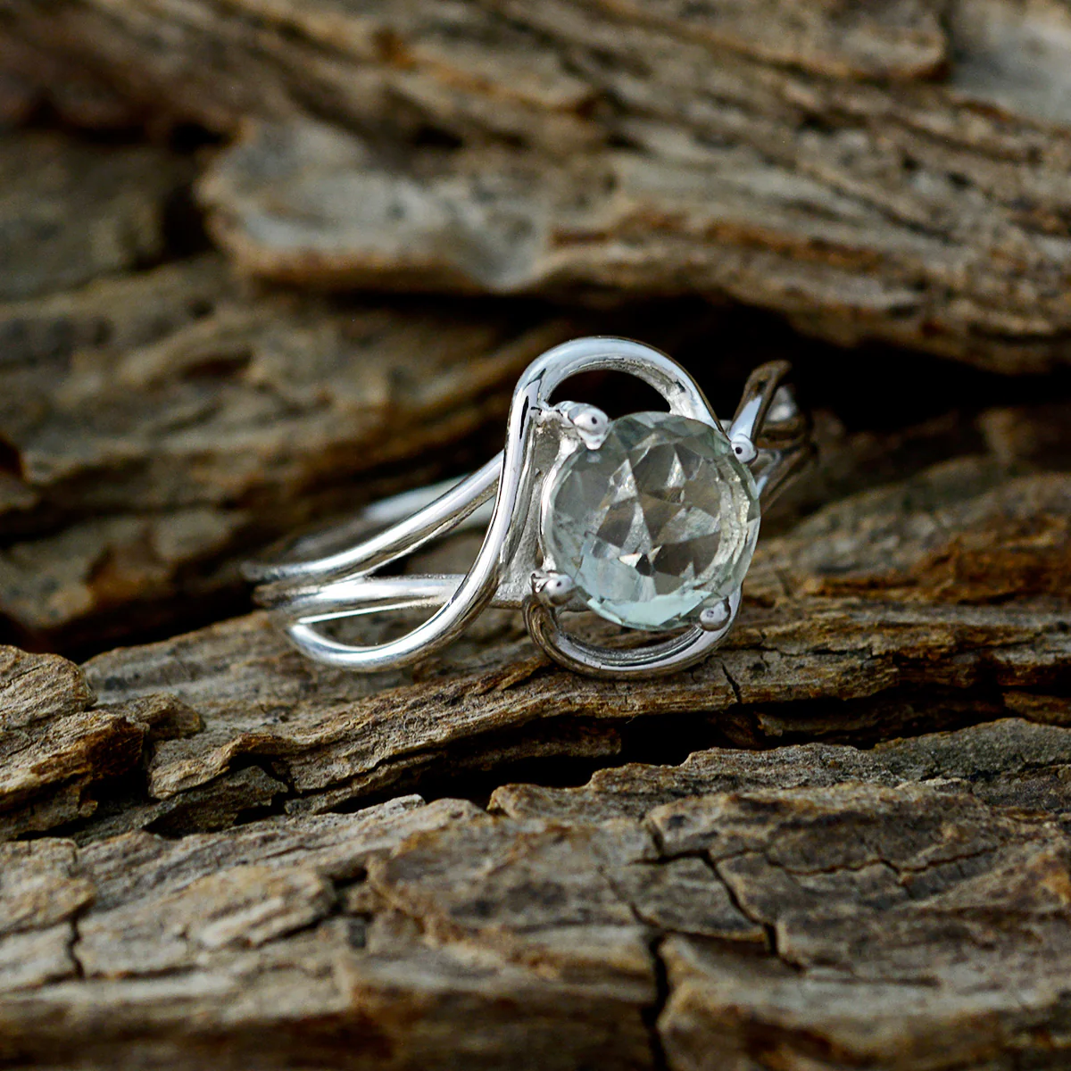 Green Amethyst Solitaire American 925 Sterling Silver Green Gemstone Delicate Graceful Ring Jewelry - Image 3