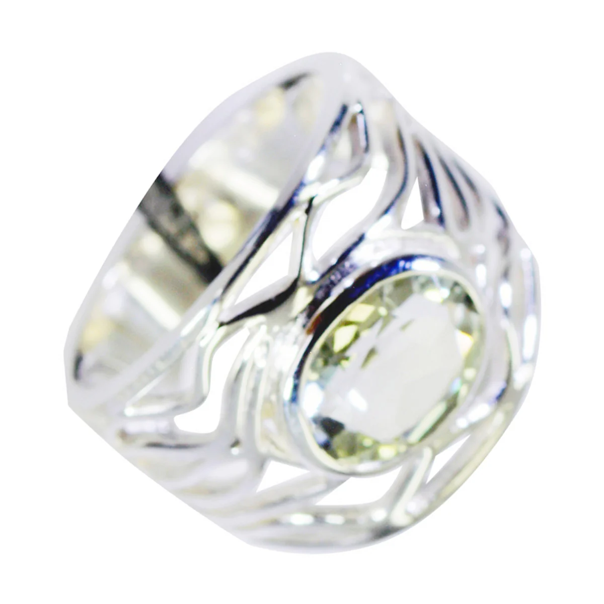 Green Amethyst Solitaire Australian 92.5 Silver Green Gemstone Classic  Rope-Wire Ring Jewellery - Image 2