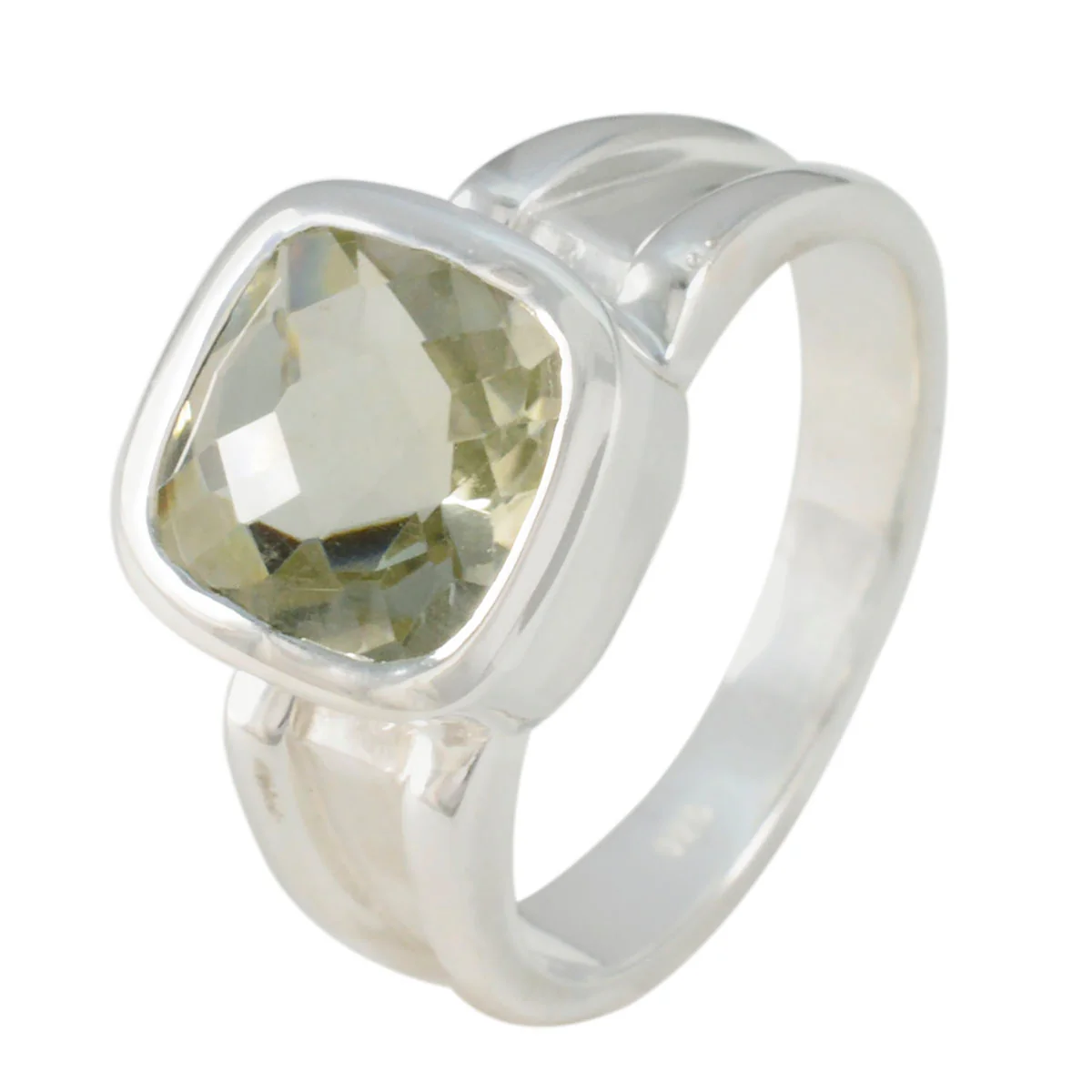 Green Amethyst Solitaire German Silver Green Gemstones Eye-catching Contemporary Ring Jewelry - Image 2