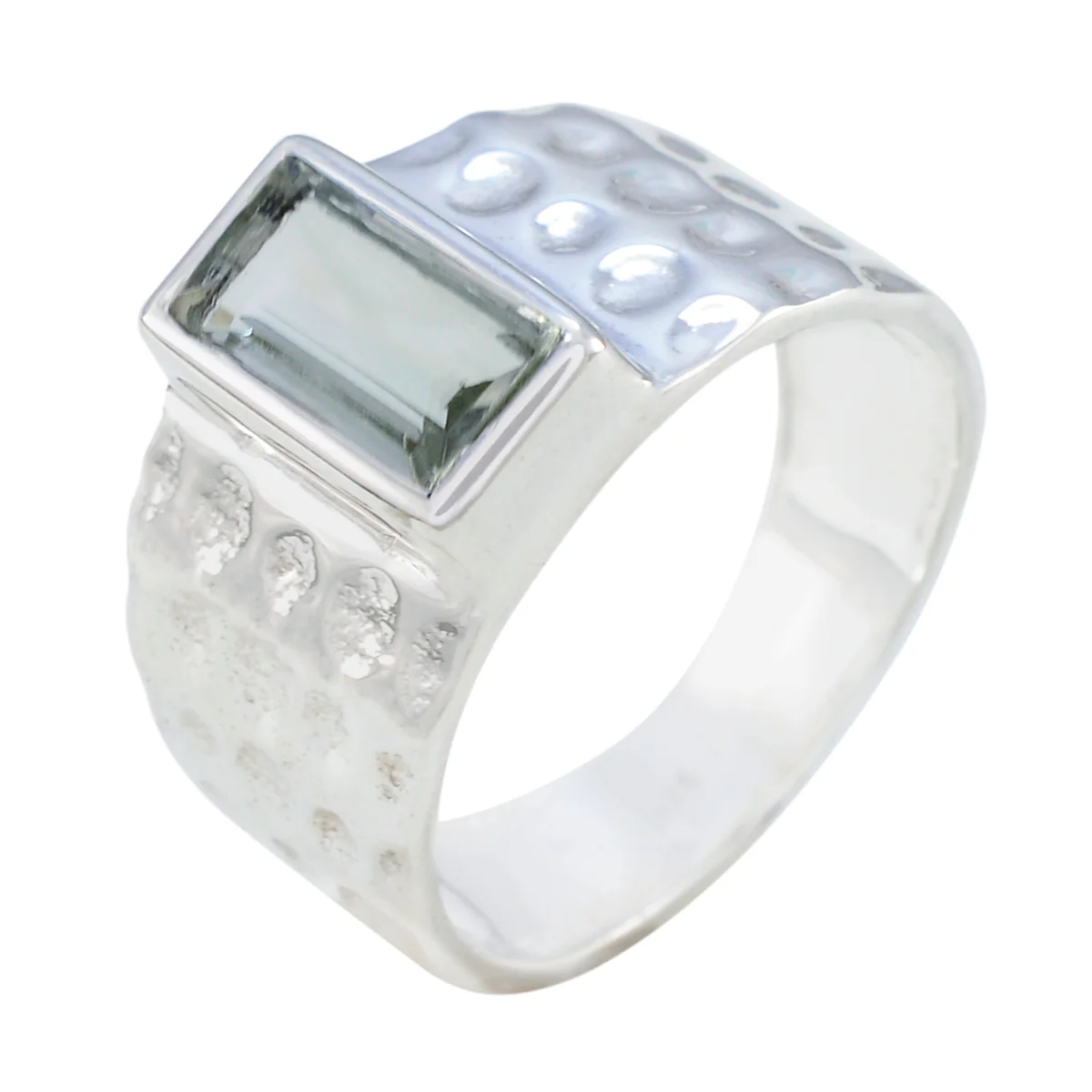 Green Amethyst Solitaire German Sterling Silver Green Gemstone Classic Signet Ring Jewellery - Image 2