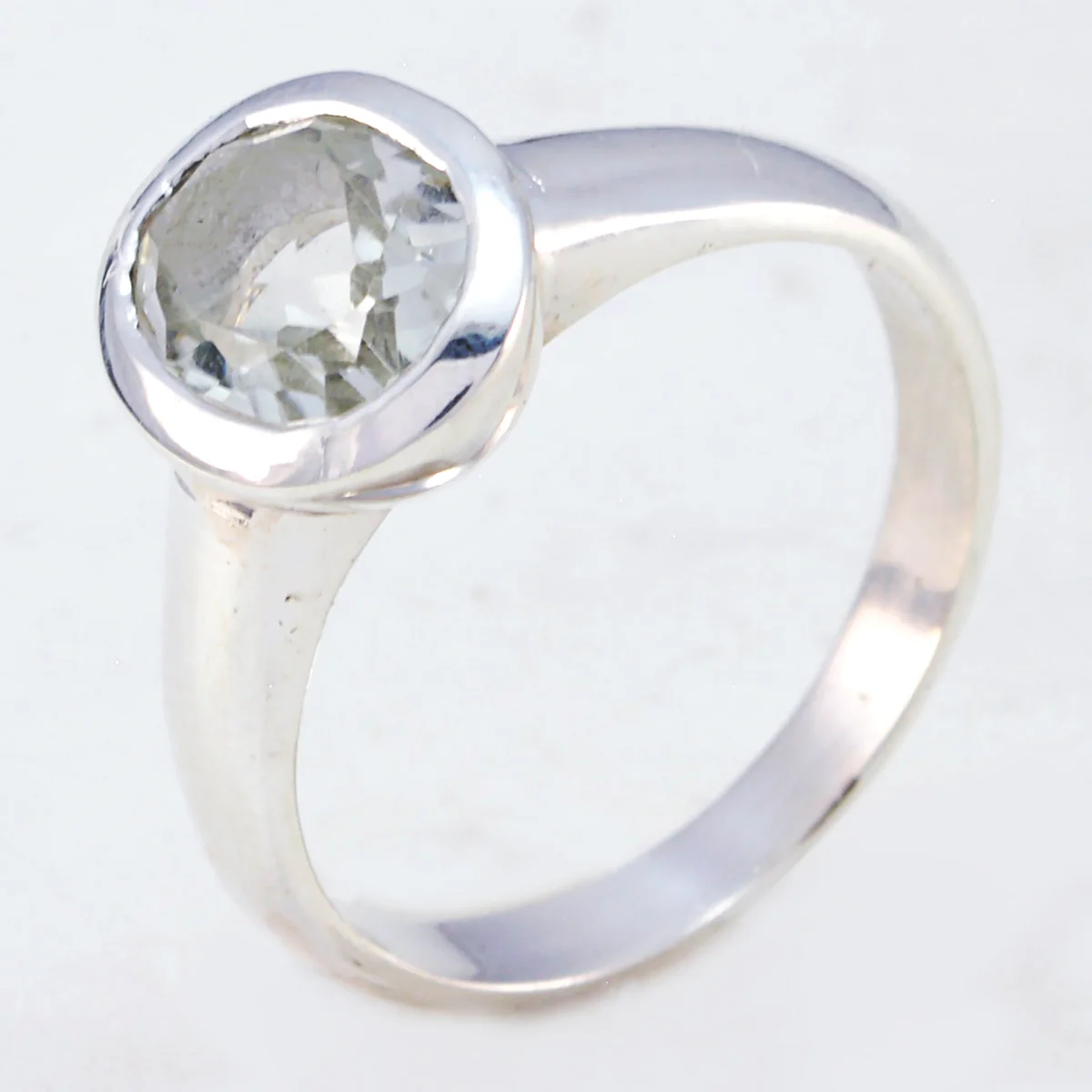 Green Amethyst Solitaire German Sterling Silver Green Gemstone Tiny Boho Ring Jewellery - Image 2