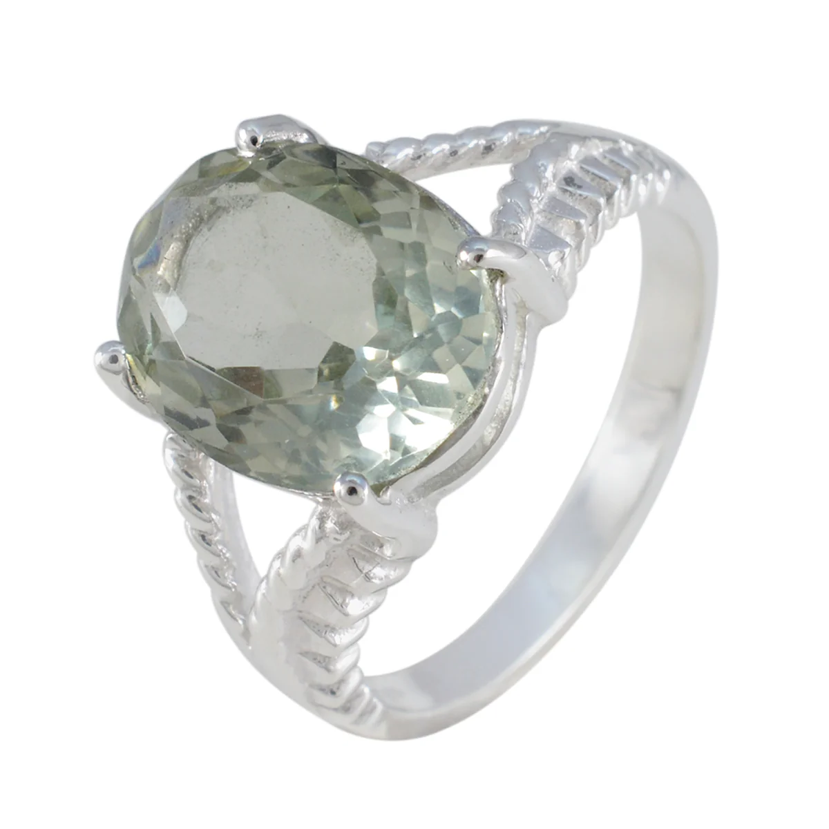 Green Amethyst Solitaire Indian 92.5 Silver Green Gems Mid-weight Luxurious Ring Jewellery - Image 2
