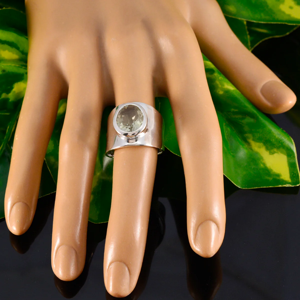 Green Amethyst Solitaire Indian Sterling Silver Green Gemstone Versatile Armor Ring Jewellery - Image 6