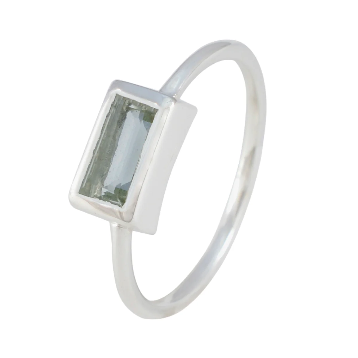 Green Amethyst Solitaire Japanese 92.5 Silver Green Gemstones Delicate Abstract Ring Jewellery - Image 2