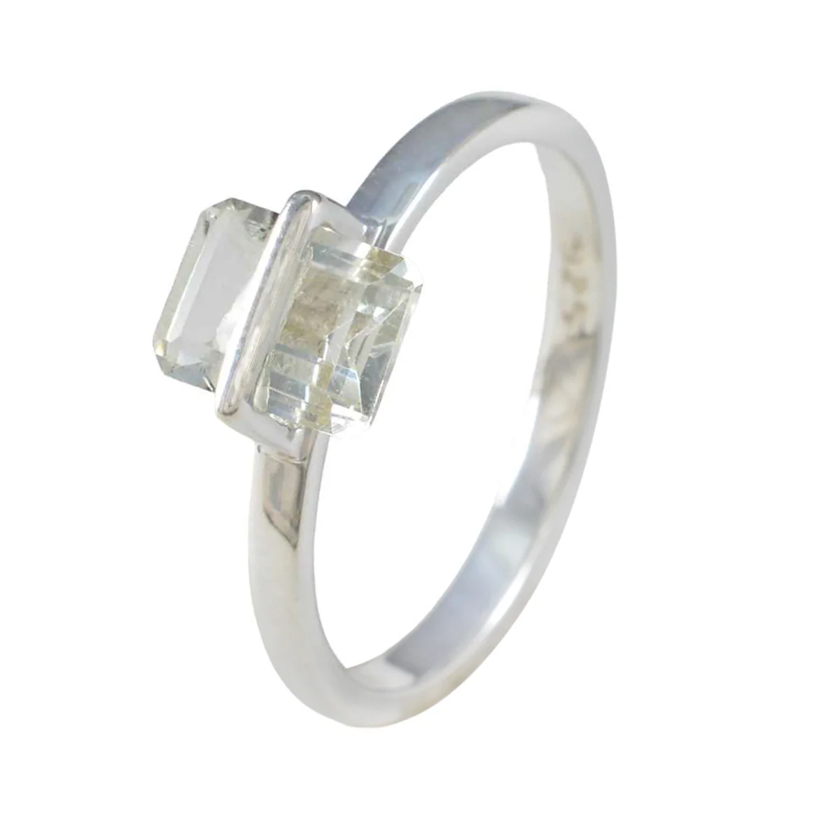 Green Amethyst Solitaire Korean Sterling Silver Green Gemstone Dainty Modern Ring Jewellery - Image 2