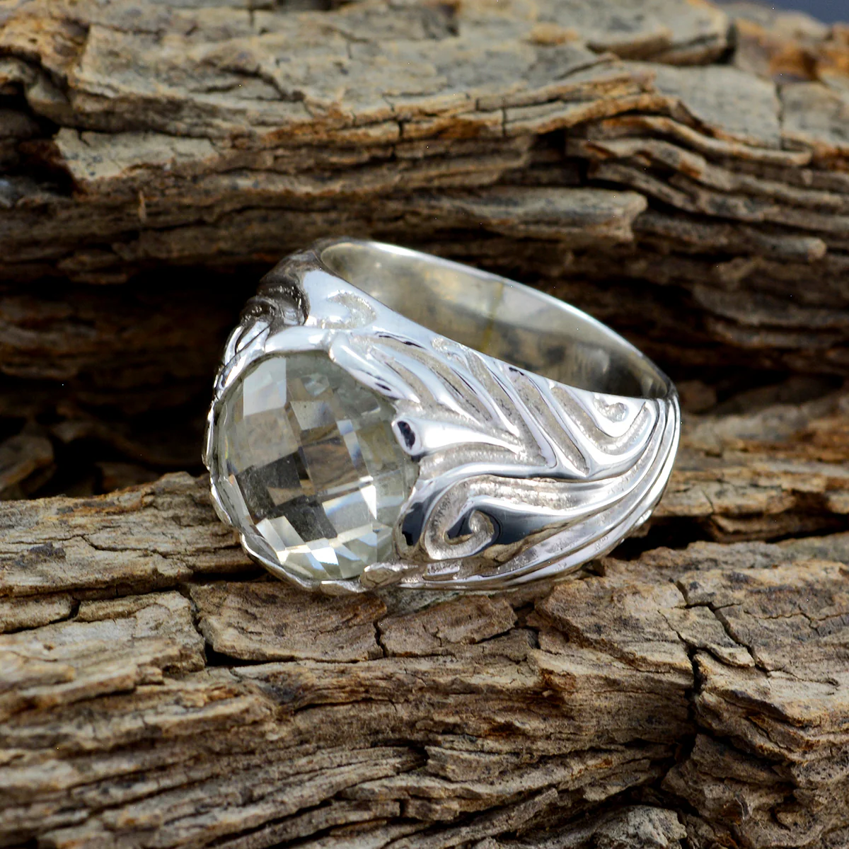 Green Amethyst Solitaire Moroccan 92.5 Silver Green Gemstones Chunky Signet Ring Jewellery - Image 3