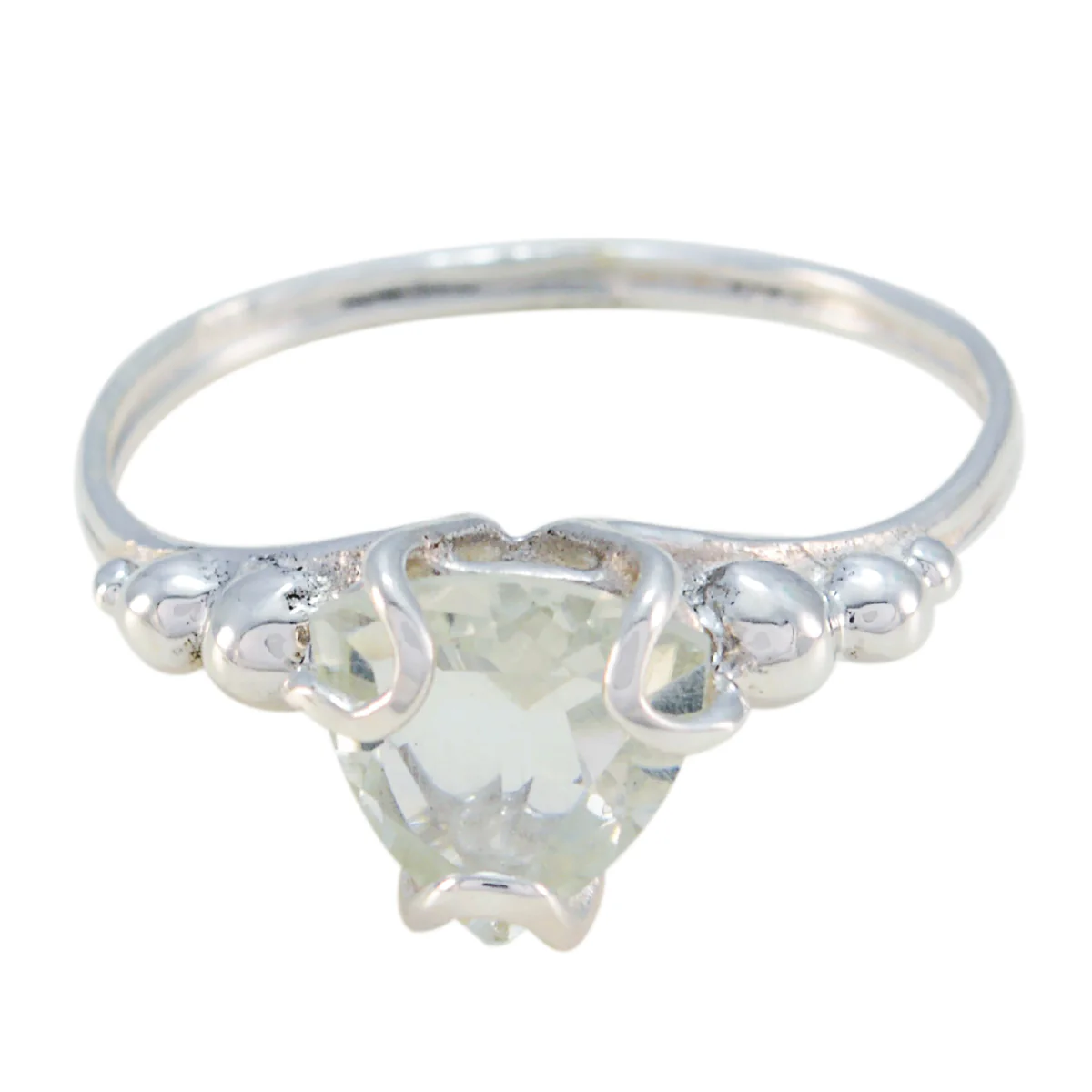 Green Amethyst Solitaire Turkish 925 Sterling Silver Green Gems Delicate Rope-Wire Ring Jewelry