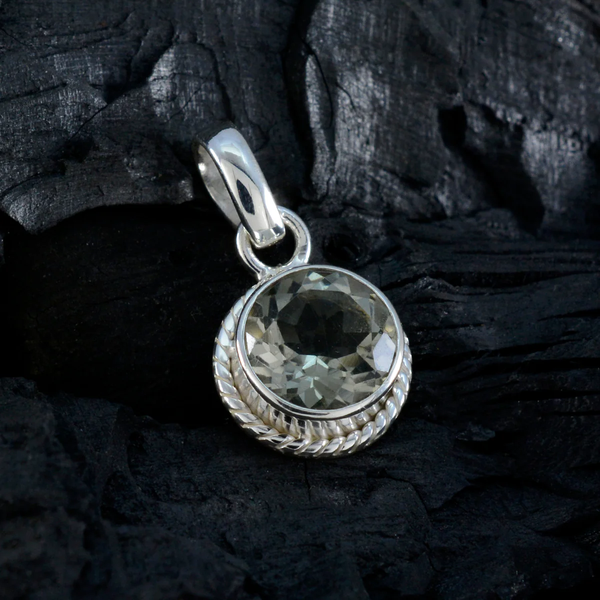 Green Amethyst Whisper-thin American Silver Solitaire Nayara Rope-Wire Green Pendant Jewelry - Image 3