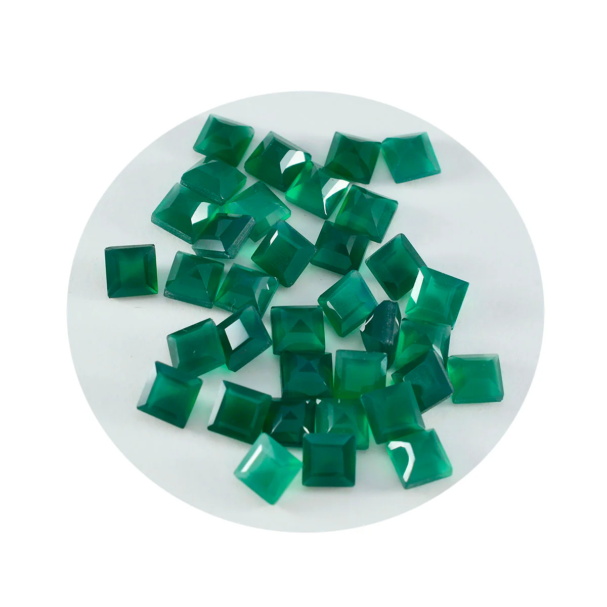 Green Onyx 10PC Tiny 3x3 MM Square Faceted Green Fiery Semi Precious Loose Gemstone - Image 2