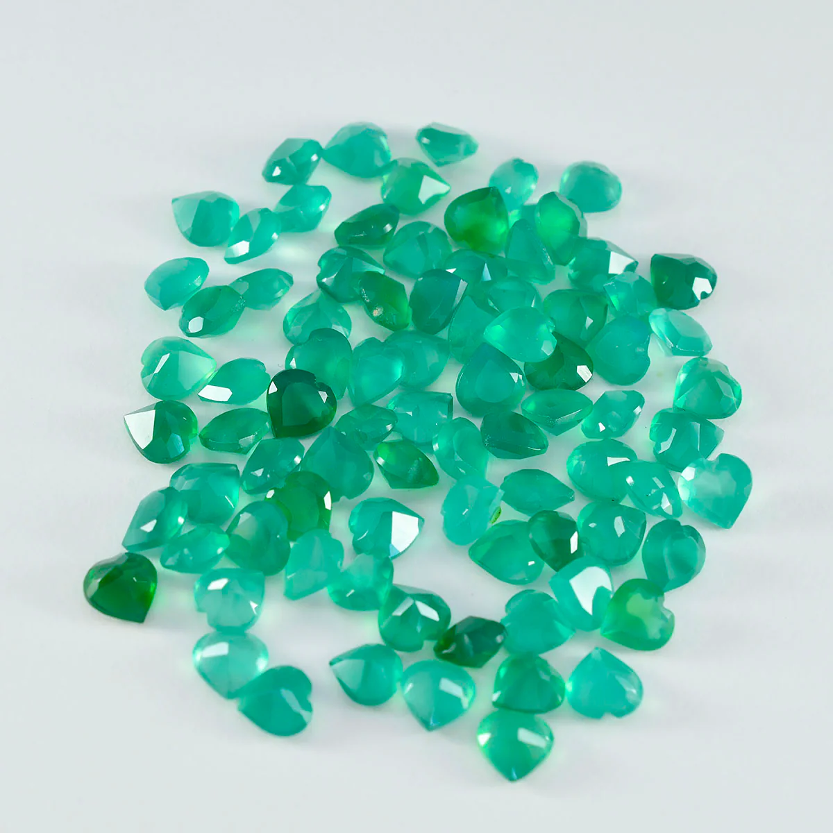Green Onyx 10PC Tiny 4x4 MM Heart Faceted Green Brilliant Semi Precious Loose Gemstones - Image 2