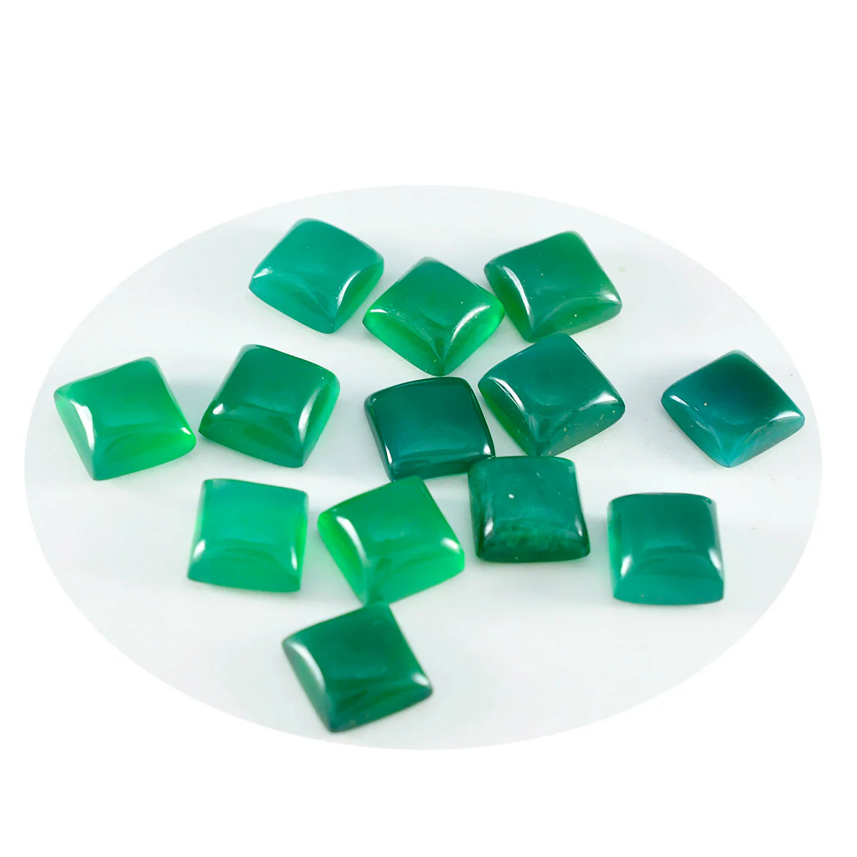 Green Onyx 10PC Tiny 4x4 MM Square Cabochon Green Fiery semi Precious Loose Gemstone - Image 2