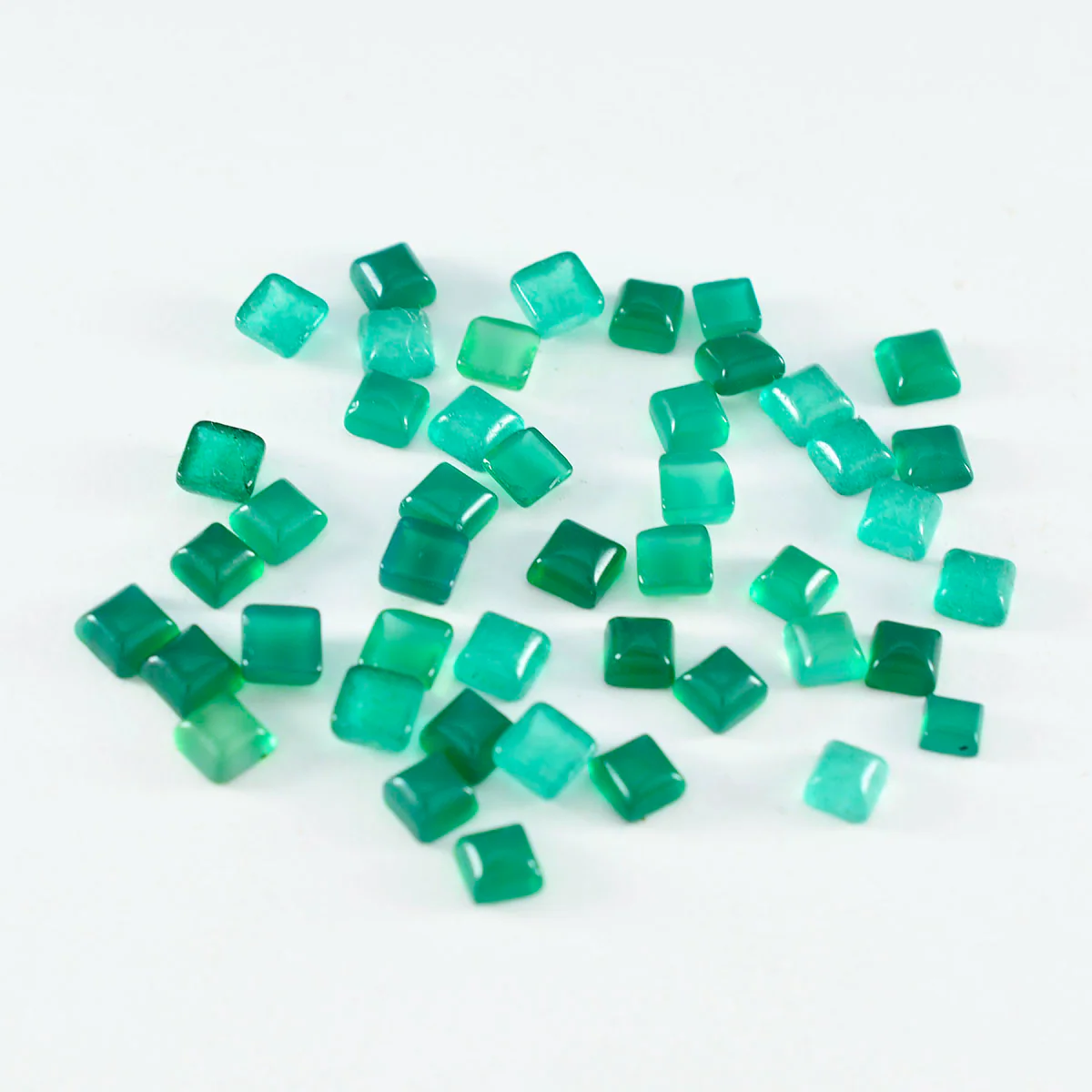 Green Onyx 10PC Tiny 4x4 MM Square Cabochon Green Fiery semi Precious Loose Gemstone - Image 3