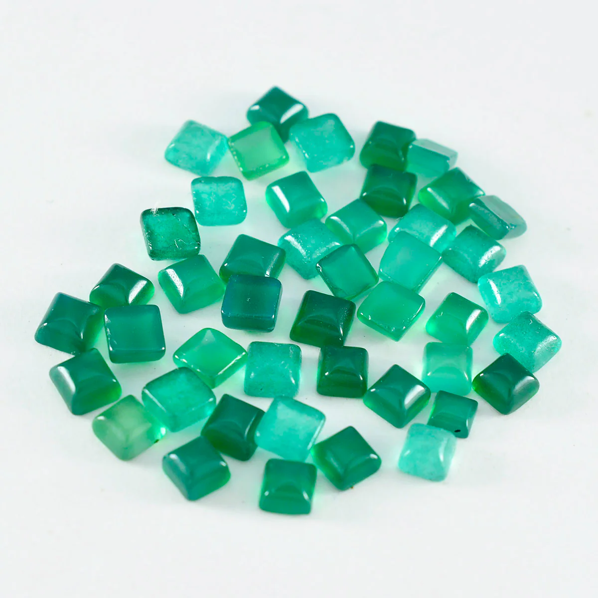 Green Onyx 10PC Tiny 4x4 MM Square Cabochon Green Fiery semi Precious Loose Gemstone - Image 4