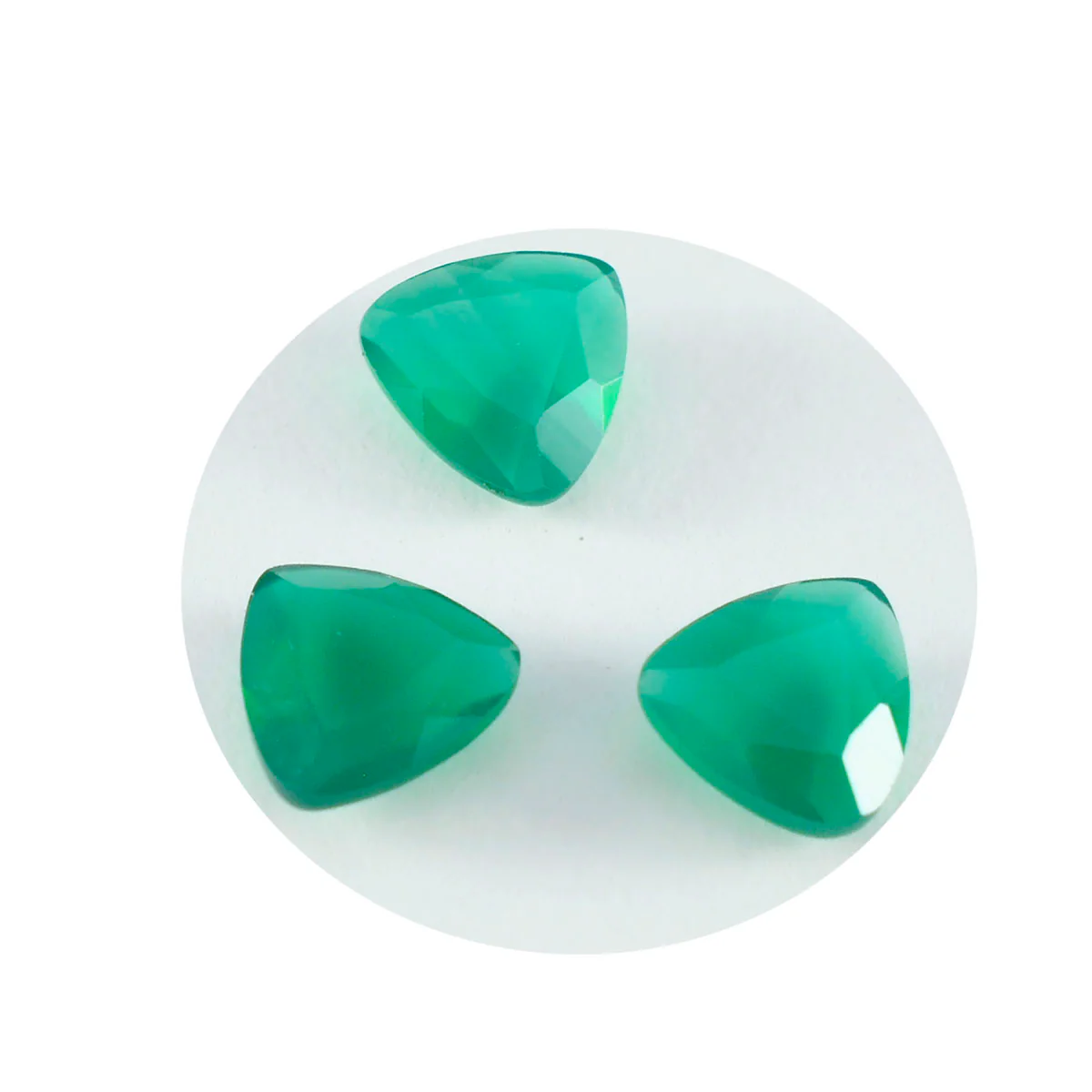 Green Onyx 1PC Chunky 13x13 MM Triangle Faceted Green Natural Semi Precious Gems - Image 3