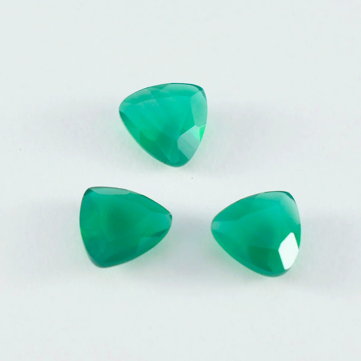 Green Onyx 1PC Chunky 13x13 MM Triangle Faceted Green Natural Semi Precious Gems - Image 4