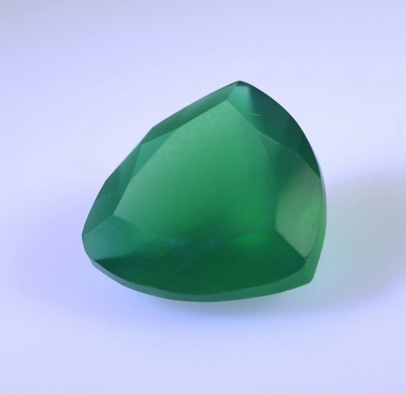 Green Onyx 1PC Chunky 14x14 MM Triangle Faceted Green Genuine Semi Precious Loose Gems - Image 2
