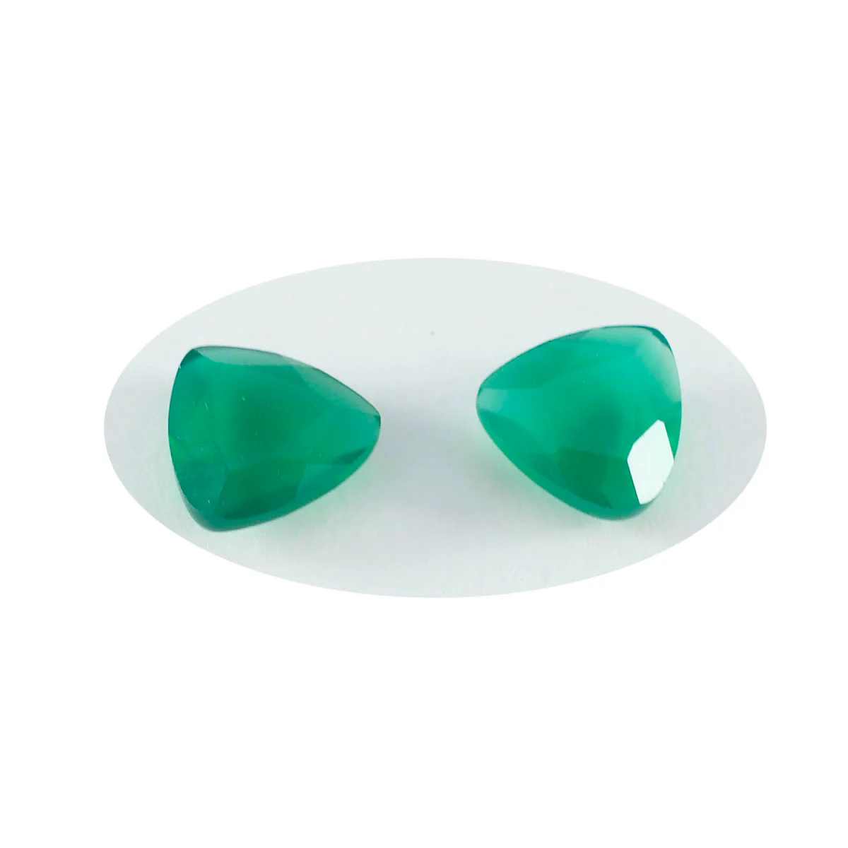 Green Onyx 1PC Large 11x11 MM Triangle Faceted Green Fine Semi Precious Loose Gemstone