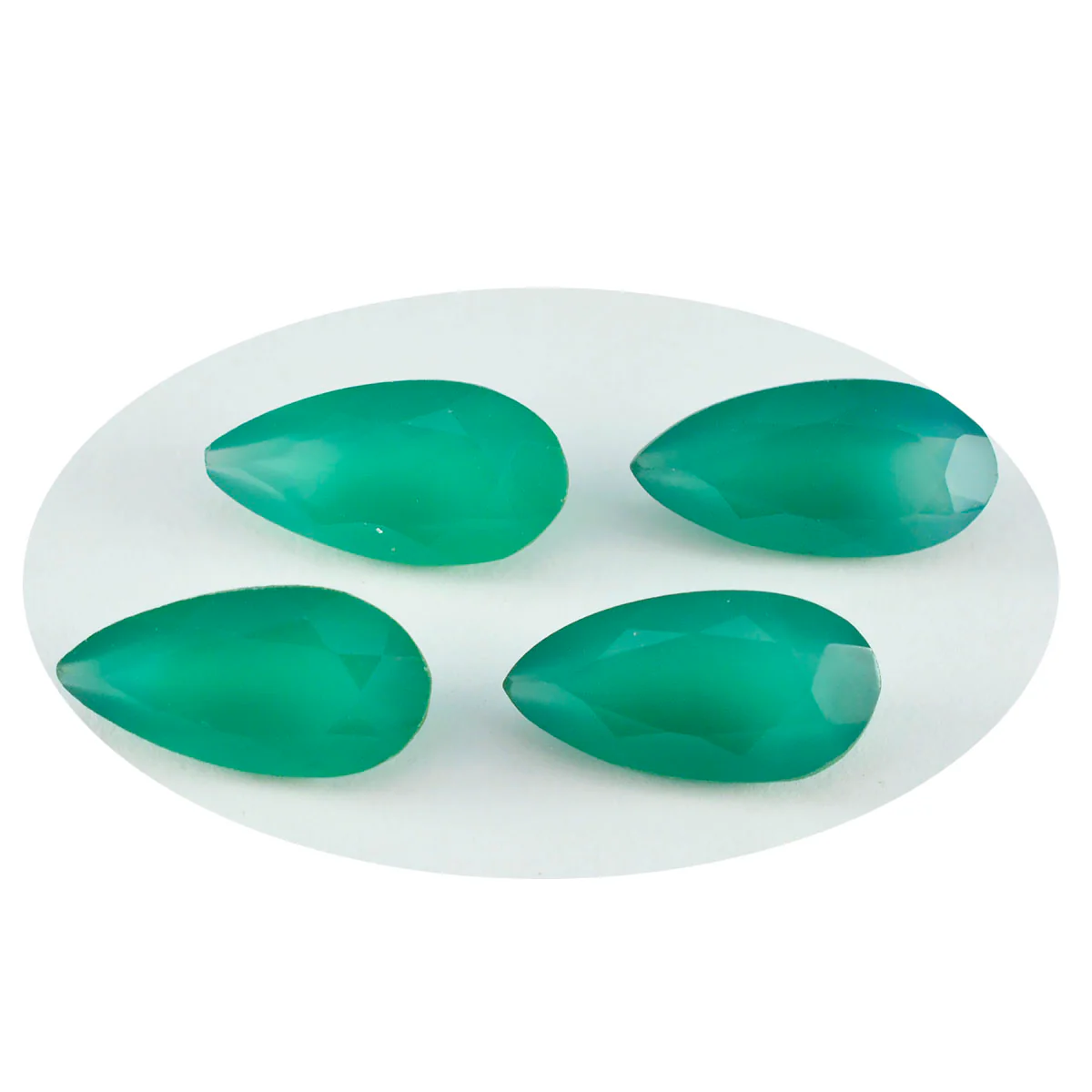 Green Onyx 1PC Large 8x12 MM Pear Faceted Green Lustrous Semi Precious Gems - Image 2